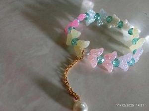 Butterfly Beaded Bracelet with free ring
