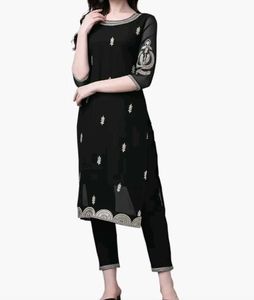 Ethnic Embroidered Black Party Kurta