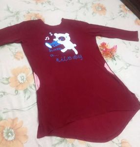 Maroon &#39;Have A Nice Day&#39; Tunic