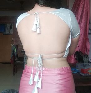 Silver Backless Blouse