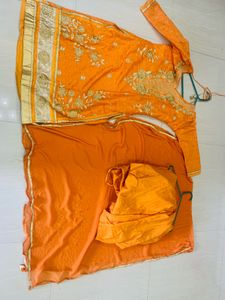 Orange Embroidered Kurta Set