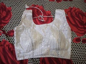 White Gliter Blouse For Wedding