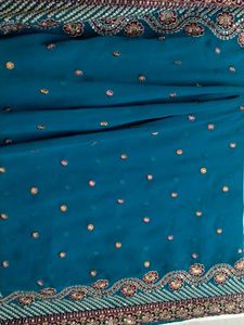 Elegant Teal Embellished Saree