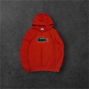 Lacoste Red Big Crocodile Logo Hoodie