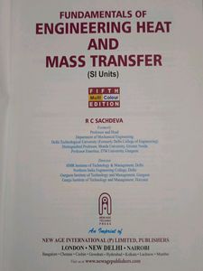 Fundamentals Of Engineering Heat And Mass Transfer Fifth Multi Colour Edition RC Sachdeva