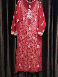 Red Without Inner Chicken Kurti