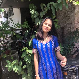 Dark Blue And Golden Anarkali