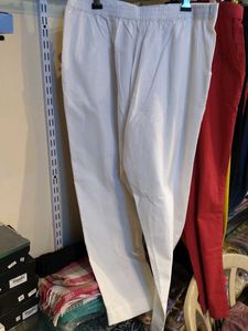 White Linen Blend Trousers