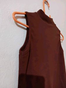 Brown Mock Neck Tank