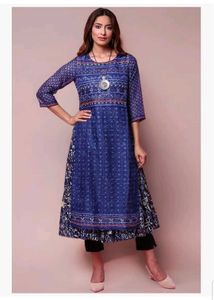 Blue Printed Kurti Dress