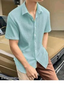 Men's Casual Textured Short Sleeve Shirt – Light A