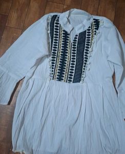 Boho Embroidered White Top