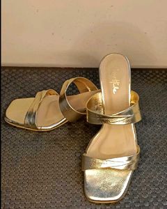 Rawhide Brand Women Gold Shiny Block Heel Sandal