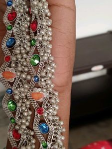 Silver Pleated Anklets