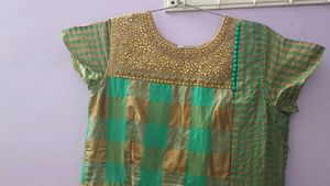 Traditional Long Frock With Stone Workon Neck Part