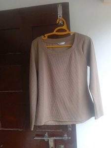 Beige Long Sleeve Top