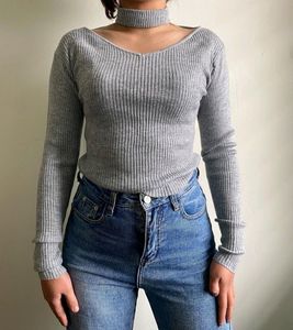 Ribbed Grey Top