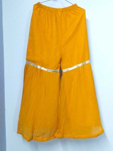 Yellow Sharara Pants with Silver Detail