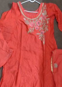 Orange Sout With Embroidery Beautiful Party Wear