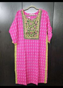 Pink Embroidered Kurta