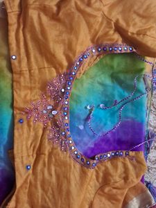Rainbow Tie-Dye Saree with stitched blouse