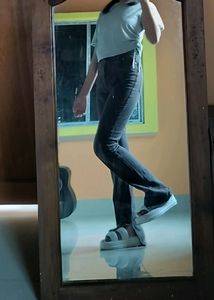 Grey Y2K Flared Jeans