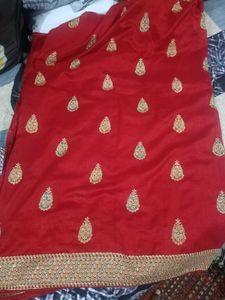Red Saree Embroidered Heavy Work