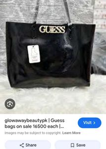 GUESS Black Patent Leather Tote Bag