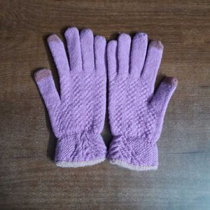 Purple Woolen Gloves