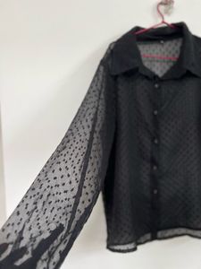 Sheer Black Button-Down Top
