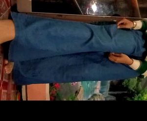 Blue flared denim pants