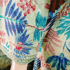 Printed Anarkali Rayon Kurti Set