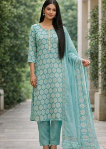 Elegant ✨Blue Printed Kurta Set💙🐥