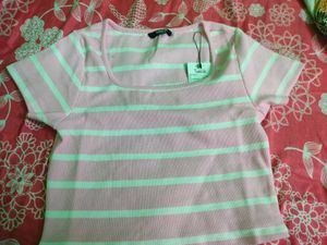 Pink Striped Crop Top| Price Drop