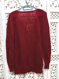 Red Deep Neck Knit Pullover B