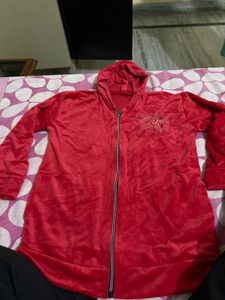 Red Velvet Hooded Jacket
