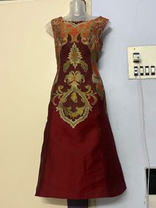 Soie Women Maroon Self-designed A-line Dress