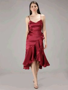 Elegant Maroon Ruffled Dress