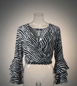 Zebra Print Wrap Top