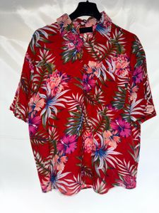 MASCLN SASSAFRAS Red Floral Print Shirt