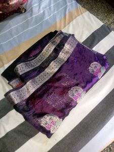 Purple Colour Saree 2 Ya 3 Time Wear Only