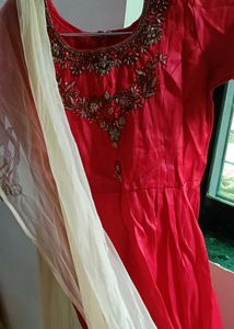 Red Embroidered Salwar Suit