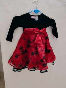 Festive Black &amp; Red Flower Dress (2yrs)