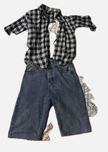 Vintage 90s Black And White Check Plaid Shirt