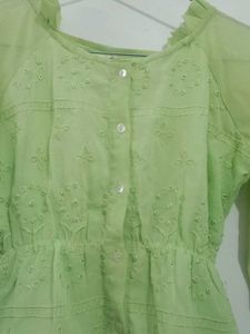 Green Embroidered Top