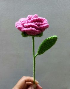 🥀 Handmade Crochet Pink Rose ✨