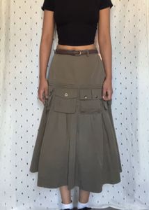 Olive Green Cargo Skirt