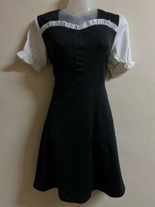 Korean Pintrest Black Flared One Piece