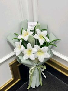 Blue Lily Pipe Cleaner Flower Bouquet