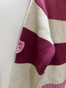 Women Pink White Wool Sweater